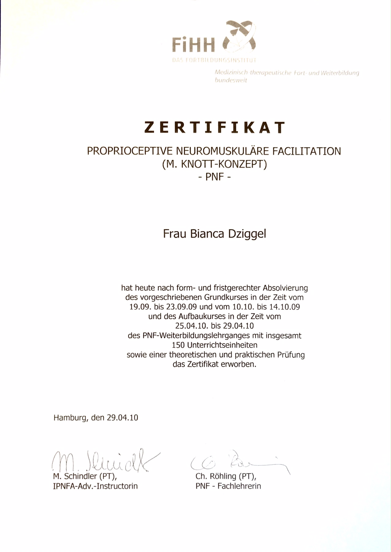 proprioceptive neuromuskuläre Facilitation Physio Dziggel