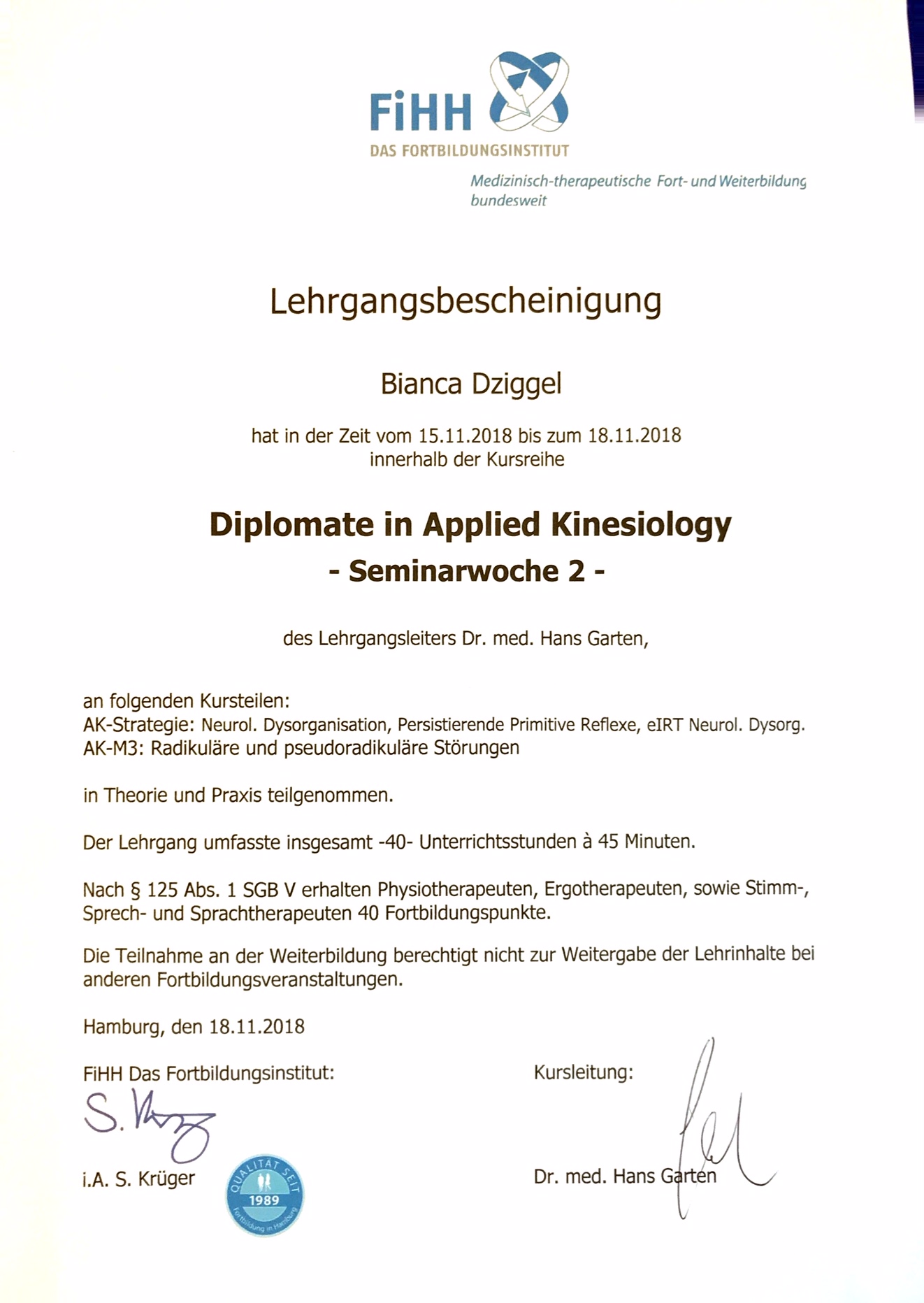 Applied Kinesiology Physio Dziggel