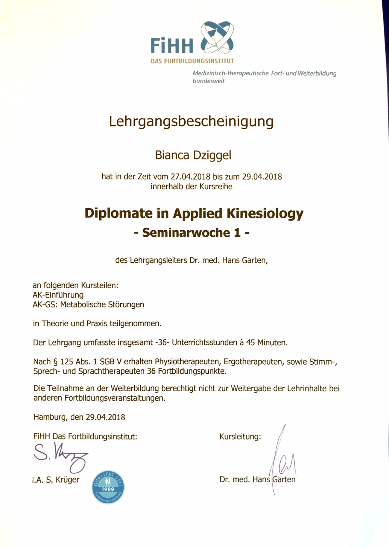 AK Applied Kinesiology Physio Dziggel